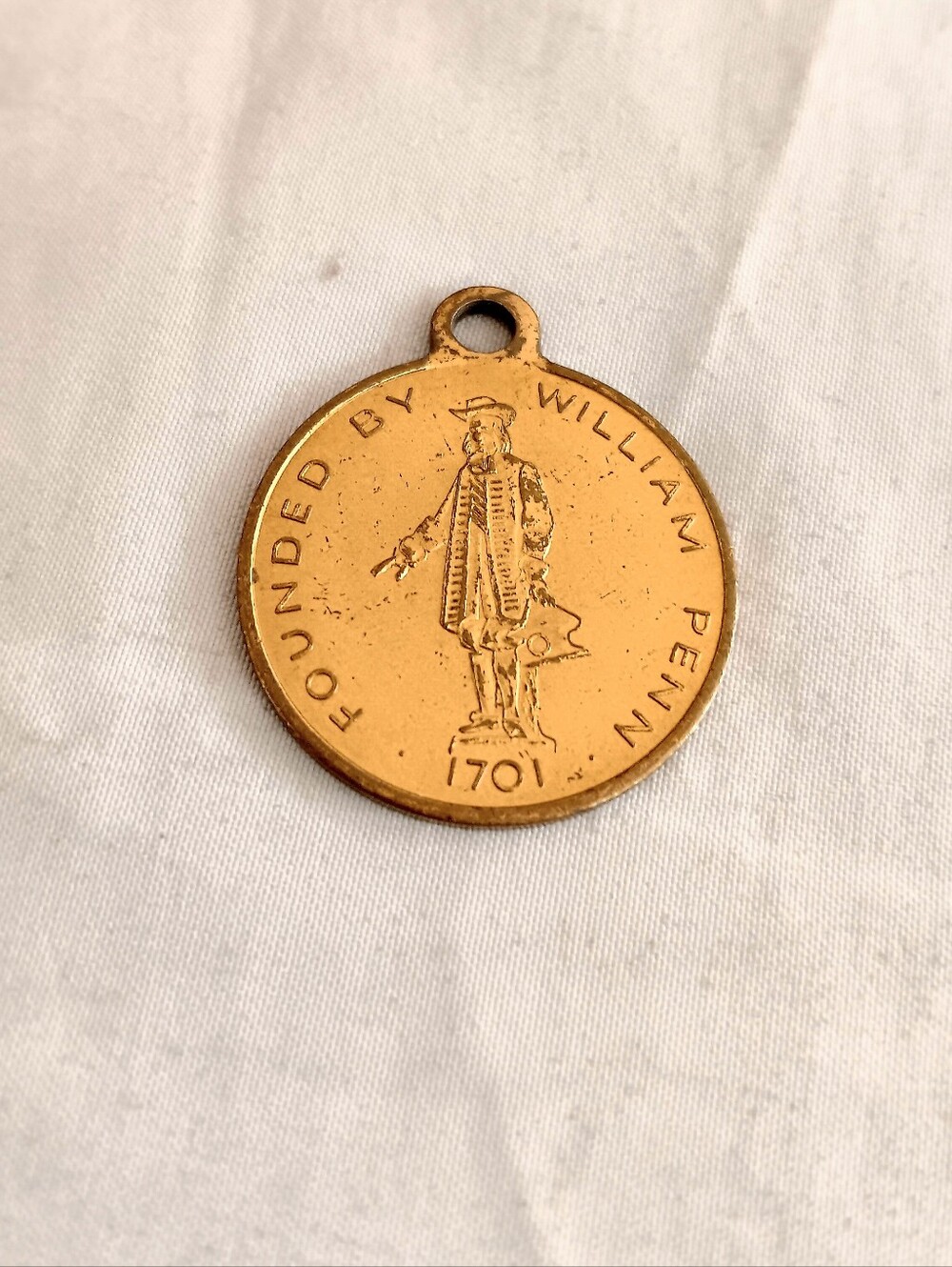 Gold-Tone William Penn Commemorative Medal Pendant